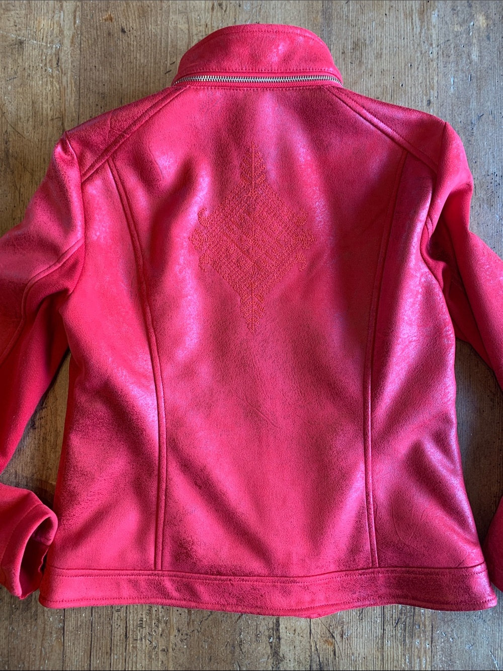 Desigual Women's Red Moto Asymmetrical Zip Leather Jacket - Picture 8 of 16